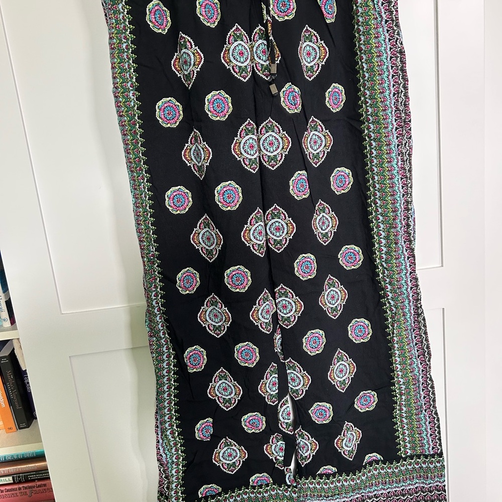 Black Patterned Women's Pants